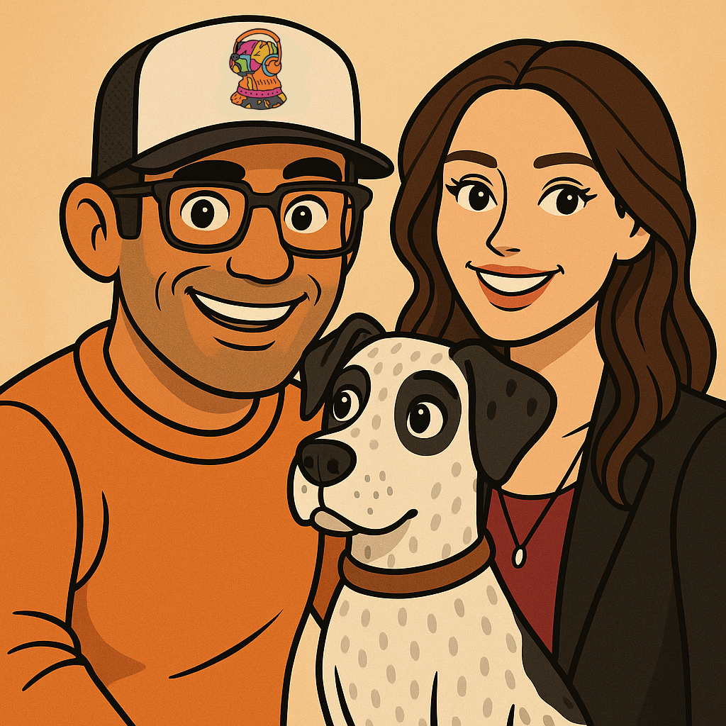 Mark Schwan, Natasha Davis and Oreo the rescue pup