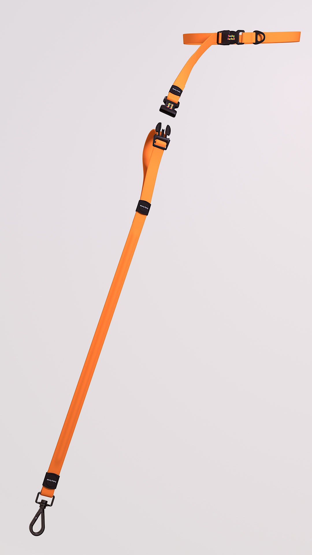 Orange  Trailblazer Stiff Leash - Funky Furball Pet Co.